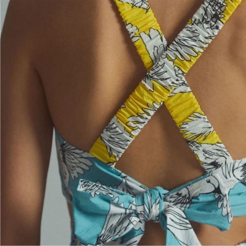 Anthropologie Maeve Cutout Bird Print Babydoll Dress - Picture 10 of 16